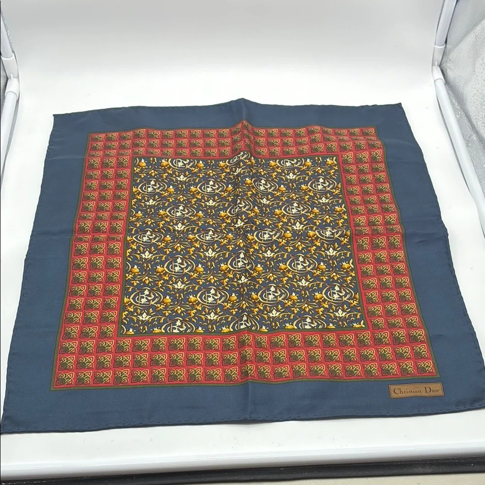 Christian Dior Multicolor Blue Silk Scarf/ handkerchief